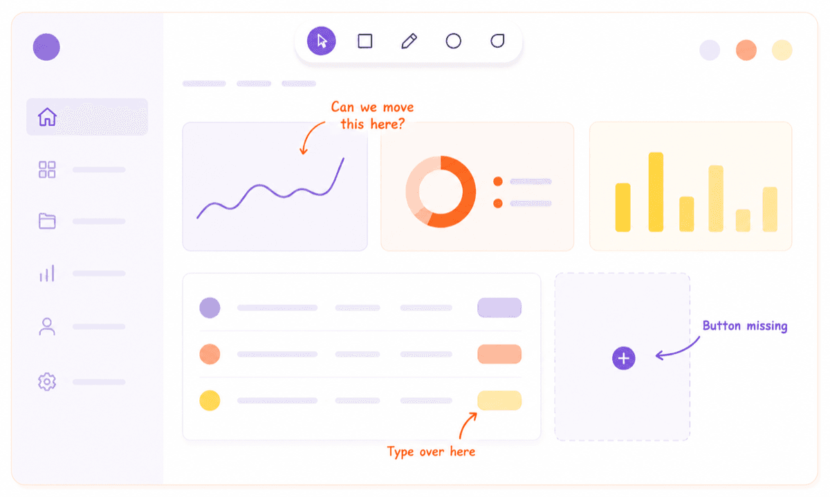 Annotik dashboard with annotated feedback comments over design mockups